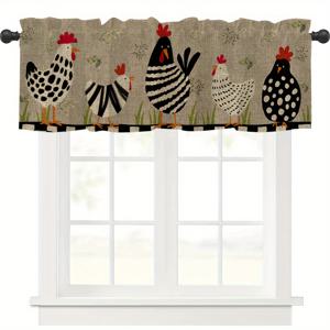 TEMU 1pc 주방 Valance 커튼 농장 치킨 국가 동물 수탉 빈티지 초라한 세련된 창 Valance 거실 침실 주방 Valance 막대 포켓 창 커튼 홈 장식, 54*18inch