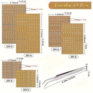 TEMU 에폭시 수지 공예용 3mm 금/은색 소문자 스티커, 반짝이는 자체 접착식 DIY 스크랩북 스티커, 핀셋과 함께 18개의 수지 소문자 스티커, 금속 숫자 스티커