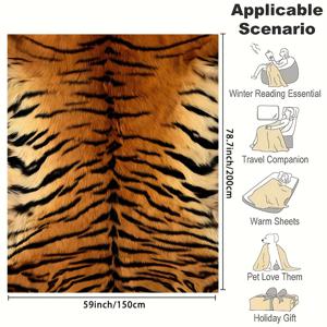 TEMU 따뜻하고 편안한 플란넬 호랑이 프린트 담요