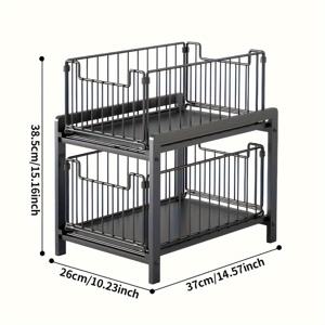 TEMU 1pc 풀아웃 오가나이저, 2단 공간 절약 슬라이딩 바스켓 오가나이저, 녹 방지 서랍형 스토리지 오가나이저, 주방 및 욕실용, 가정용 오가나이저 및 스토리지, 가정용 액세서리