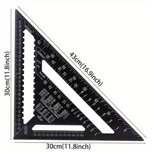 TEMU 알루미늄 삼각자, 메트릭/, 블랙 산화 마감, 90/45도, 목공 측정 도구, 이중 눈금, 프레임 및 목공용