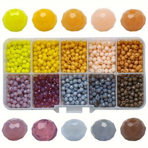 TEMU 1000pcs 4mm 유리 구슬 세트, 플랫 비즈, 다양한 색상, 손으로 만들어진 구슬 재료, DIY 쥬얼리 만들기 용품