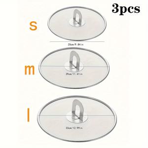 TEMU 【빠른 도착】 3개 세트 - 스테인리스 스틸 방수 스크린, 프라이팬 방수 커버, 방수 오일 트레이, 오일 방지, 방수, 실용적인 방수 커버, 프라이팬 요리 도구, 보호 메쉬 냄비 커버, 주방 도구, RV 도구