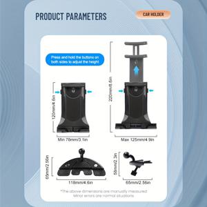 TEMU 차량용 CD 슬롯 휴대폰 & 태블릿 마운트 - 4-13인치 기기 호환, 내구성 있는 ABS 소재