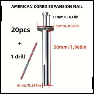 TEMU M6X50, 20개, 리벳 American Strike Core 리벳 확장 리벳 M6 앵커 볼트 탄소강 콘크리트 천장 해머 드라이브 앵커 포인트 지붕 TV 스탠드 6mm 벽 플러그 확장 나사 고정