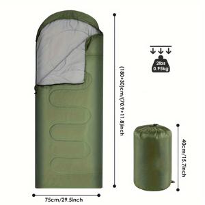 TEMU 성인용 직사각형 합성 섬유 침낭 - 지퍼 잠금, 중공 면 충전재가 들어 있는 1인용 봉투형 캠프 침낭, 40℉ 이상에서 편안함, 최대 6'6