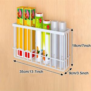 TEMU 1pc 클링 필름 보관 바구니, 주방 정리 선반, 냉장고 측면에 부착된 주방 용지 정리 및 보관 선반, 실용적인 냉장고 정리 선반, 냉장고 측면의 스파이스 랙, 주방 정리 및 보관 기기