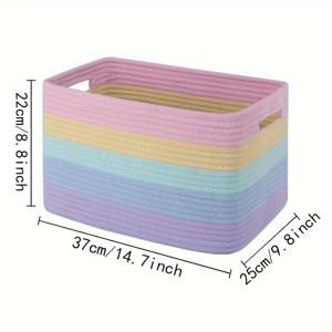 TEMU 1개의 무지개 보관 바구니, 보헤미안 코튼 로프 바구니, 다채로운 선반 정리함, 욕실 수건 바구니, 집 안방 장식