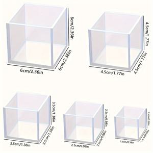 TEMU 5개의 정사각형 수지 몰드, 업그레이드된 투명 딥 큐브 에폭시 수지 실리콘 몰드, DIY 수지 아트, 꽃 보존, 홈 데코, 주얼리 캐스팅 용품, 실리콘 재질, 둥근 & 정사각형 모양
