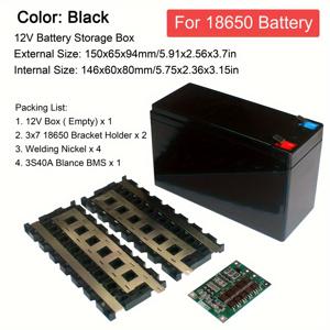 TEMU 3*7 18650 리튬 배터리 팩 어셈블리용 DIY 12V 배터리 보관 케이스, 3S 40A BMS 보호 보드, ABS 플라스틱 배터리 홀더, 12V 납산 배터리 교체 가능