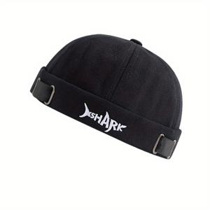 TEMU 새로운 패션 남자 여자 면화 beanies 편지 상어 자수 스트리트웨어 멜론 모자 skullies beanie|모자|남자모자