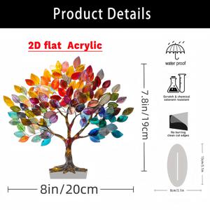 TEMU 글램 아크릴 생명의 나무 데스크 장식 - 가정 및 사무실, 침실, 카페, 거실을 위한 다목적 탁상 장식 - 식물 테마, 텍스트 없음, 우아한 8x7.8인치 장식 표지판 및 플라크