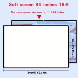 TEMU 120인치 휴대용 접이식 프로젝션 스크린, 16:9 화면비, 세탁 가능한 주름 방지 폴리에스테르 직물, 양면 프로젝션, 홈 시어터, 파티, 사무실, 교실용 실내/실외 사용