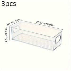 TEMU 3-팩 클래식 플라스틱 쌓을 수 있는 냉장고 정리함 손잡이 포함, 투명한 공간 절약 주방 보관 용기 과일, 채소, 간식, 캐비닛, 선반, 서랍, 바구니, 가정 정리용 빈 및 용기