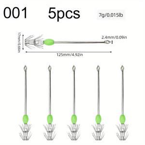 TEMU Avlcoaky 5개 세트 발광 오징어 지그 세트 - 낚시 및 사냥용 스테인리스 스틸 문어 후크