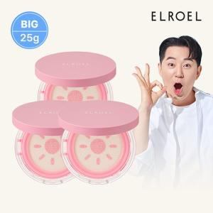 [엘로엘][빅] 엘로엘 피치 핑크 톤업 팡팡 빅 선쿠션 25g 본품 x 3개_ELROEL