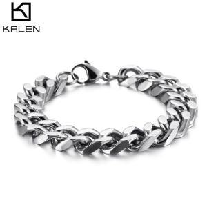 KALEN 남성용 쿠바 체인 팔찌 14mm 너비 316 스테인레스 스틸 16cm 24cm 멀티 사이즈 링크 Pulsera Jewellry