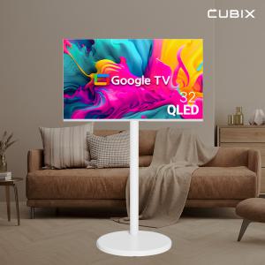 무빙큐빅스 스마트 32인치 FHD QLED 삼탠바이미 화이트에디션 스탠딩 이동식 TV 삼텐바이미 중소바이미