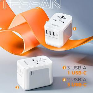 TESSAN 공용 여행용 어댑터 USB  C 타입 국제 플러그 올인원 벽 충전기  EU  AUS 전세계