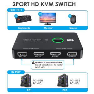 KVM 스위치 HDMI 2 포트 박스 USB HDMI 호환 스위치 2 컴퓨터 공유 키보드 마우스 프린터 USB Swltch 분배