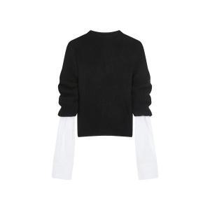 alexanderwang.t 리브드 셔츠 커프스 니트 - 블랙