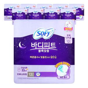 쏘피 바디피트 볼록맞춤 안심숙면 330 오버나이트 소피 생리대 33cm SOFY 120개입