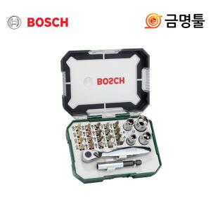 보쉬 2607017322 라쳇세트 26pcs 아답타 드라이버비트 소켓 케이스포함