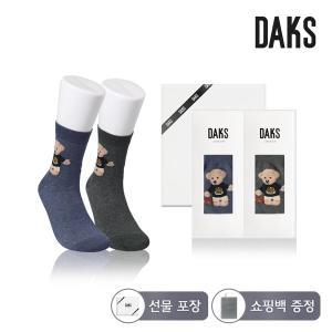 [닥스](강남점)양말 신사 면 중목 곰돌이 2족세트 DK24360