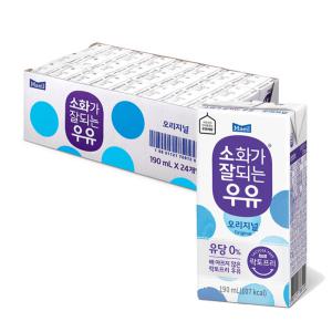 매일유업 소화가 잘되는 멸균우유 190ml 24팩 오리지널 흰우유