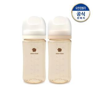 [그린핑거] 베베그로우 PPSU 젖병 트윈팩 크림베이지 280ml(노꼭지)