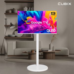 무빙큐빅스 스마트 4K UHD QLED 43인치 삼탠바이미 화이트에디션 스탠딩 이동식 TV 삼텐바이미 중소바이미