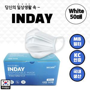 인데이(INDAY) 일회용 마스크 50매/화이트(50매x2개)