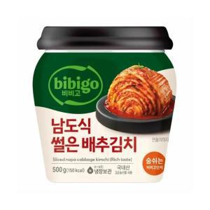 [엄마맛집]비비고 남도식 썰은배추김치 500g(용기형) 가을식재료 CJ 아삭아삭 시원한맛 건강한 집밥 간단한