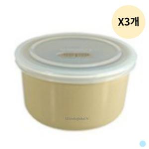 블루마마 도자기 이유식용기 밀폐 400ml 베이지 X3개