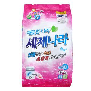 세제나라 10kg x1개 대용량 가루 세탁빨래세제 드럼일반겸용 업소용 수퍼타이 박스포장