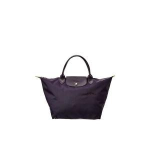 Longchamp 롱샴 르 플리아주 그린 미디엄 캔버스  레더 숄더백 여성용 퍼플 NA