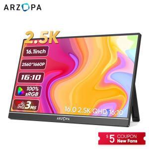 ARZOPA 16인치 휴대 모니터 QHD 2560*1660 16:10 HDR IPS 스크린 메탈 바디 타입-C 미니 HDMI 포트 MAC/노