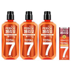 페리오토탈7 구강청결제 후레쉬, 760ml, 3개 + 토탈7 마일드 치약, 120g, 1개