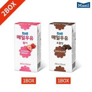 갤러리아 매일 멸균우유 초코 딸기 2종 200ml x 24팩 묶음