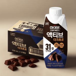 하이뮨 단백질음료 프로틴 밸런스 액티브 다크초코 대용량 330ml 12개 저당저지방 헬스보