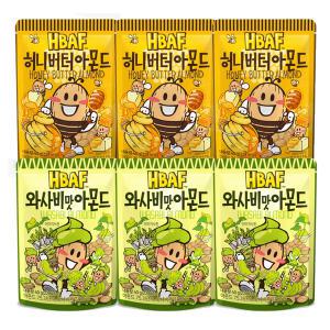 HBAF 바프 와사비맛 아몬드 40g+허니버터 아몬드 40g, 각3개, 총6개