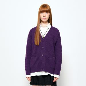 UNISEX 에센셜 루즈핏 케이블 가디건 [PURPLE] / SBC3U04007