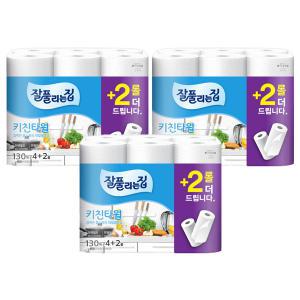 잘풀리는집 키친타월, 130매, 4+2롤, 3개