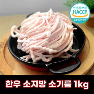 디에스미트 뉴스공장 한우 소지방 소기름 두태기름 1kg(500gx2ea) 우시산한우 냉동