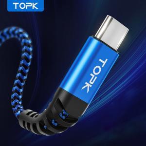 USB C 케이블 고속 충전 TOPK A to 타입 충전기 코드 에 한 갤럭시 A10e A20 A50 A51 A71 S20 S10 S9 S8