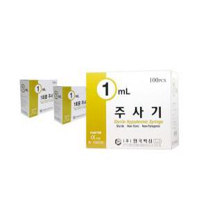 한국백신 일회용주사기 (Syringe) 1cc 26G 1/2인치 1통 100개 병원용