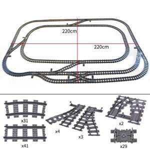 2024레고조립블럭 피규어 MOC 도시 기차 트랙 직선 곡선 스위치 교차로 레일 벽돌 빌딩 블록, 창의적인 전