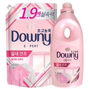 다우니 실내건조핑크 플로럴프레시향 1L+1.35L