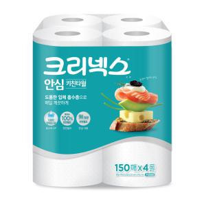 크리넥스 안심 키친타올 150매 4롤 1팩 (4롤)