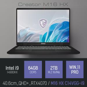 ⓒ MSI 크리에이터 M16 HX C14VGG-i9 64GB 2TB WIN11 / 16인치 동영상편집 포토샵 고스펙 캐드 AI 노트북